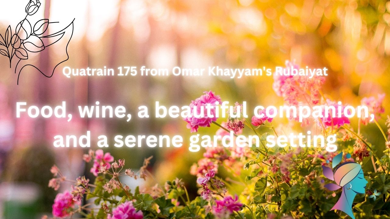 Food, wine, a beautiful companion, and a serene garden setting